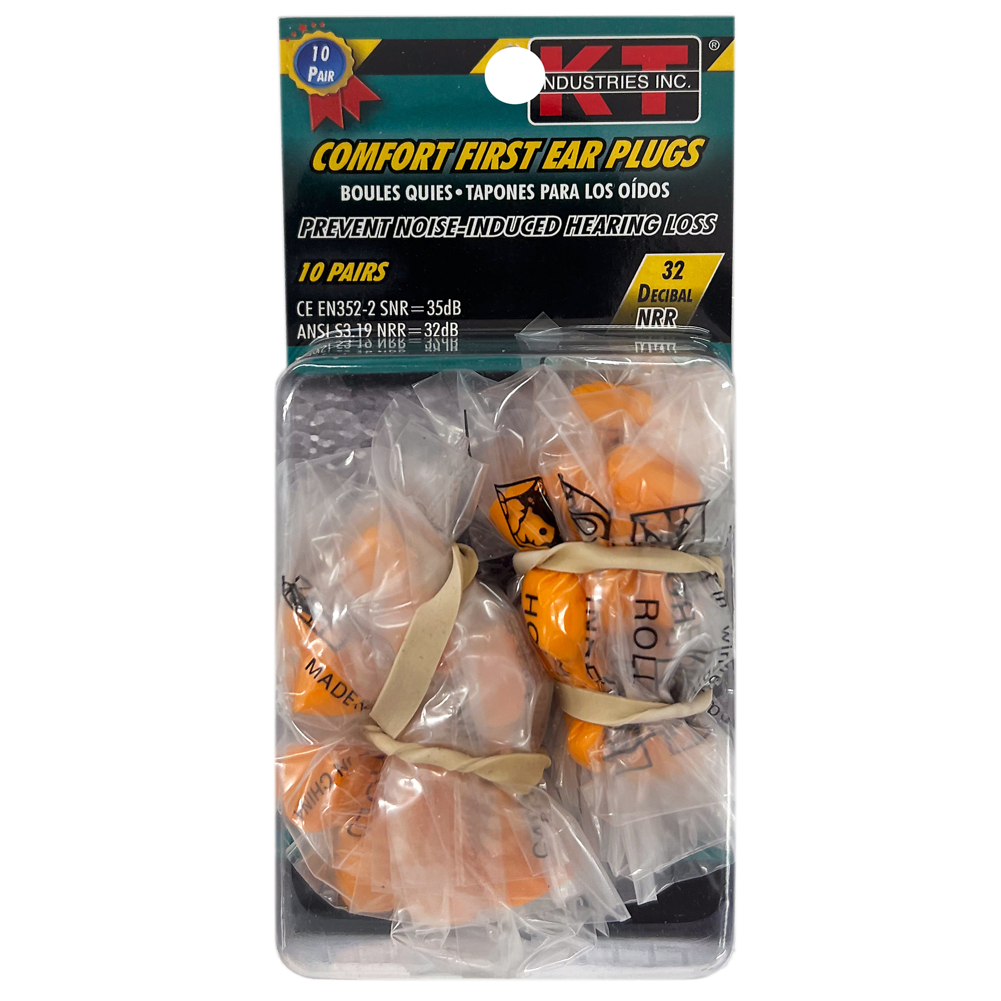 K-T Industries Comfort First Ear Plugs — 10 Pairs, PU-Foam, 31dB Noise Reduction, Model# 4-6100